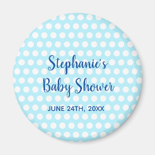White Polka Dots Blauwgroen Blue Girl Boy Baby sho Magneet