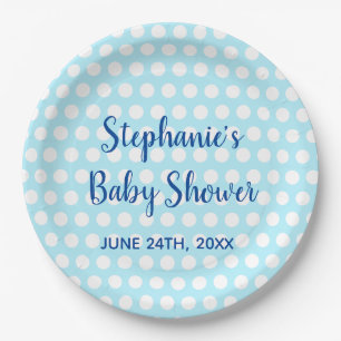 White Polka Dots Blauwgroen Blue Girl Boy Baby sho Papieren Bordje