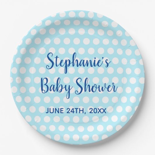 White Polka Dots Blauwgroen Blue Girl Boy Baby sho Papieren Bordje (Voorkant)