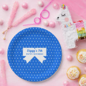 White Polka Dots Blue Paper Bord (Feest)