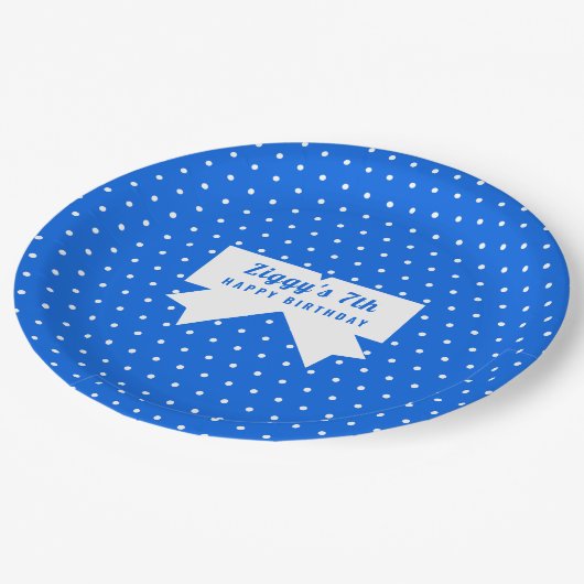White Polka Dots Blue Paper Bord (Gekanteld)