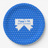 White Polka Dots Blue Paper Bord (Voorkant)