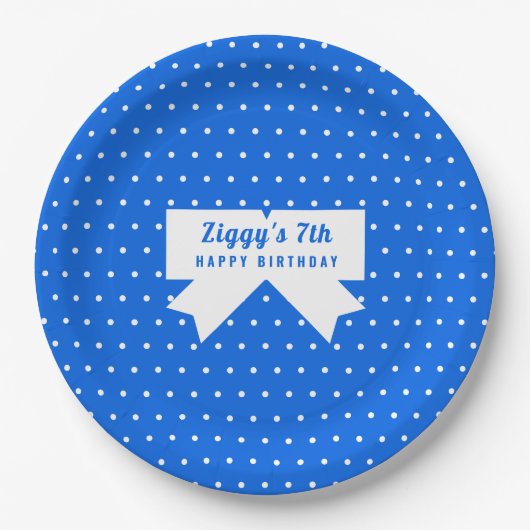 White Polka Dots Blue Paper Bord (Voorkant)