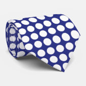 White Polka Dots Blue Stropdas (Opgerold)