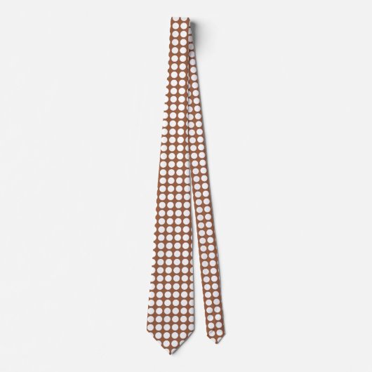 White Polka Dots Brown Stropdas (Voorkant)