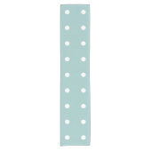 White Polka Dots Eggshell Blue Geometric Patronen Korte Tafelloper (Voorkant)