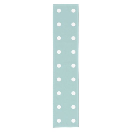 White Polka Dots Eggshell Blue Geometric Patronen Korte Tafelloper (Voorkant)