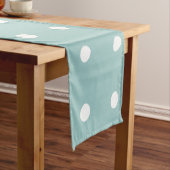 White Polka Dots Eggshell Blue Geometric Patronen Korte Tafelloper (Voorbeeld)