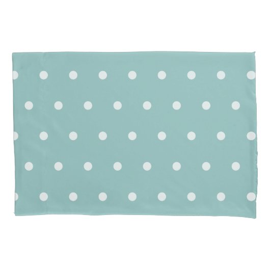 White Polka Dots Eggshell Blue Geometric Patronen Kussensloop (Voorkant-Links)
