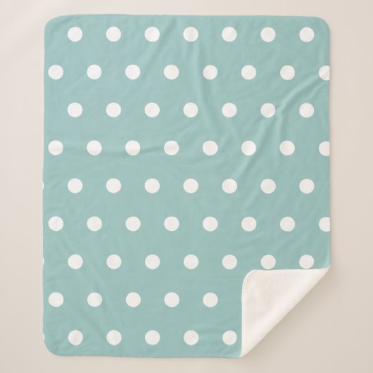 White Polka Dots Eggshell Blue Geometric Patronen Sherpa Deken (Voorkant)