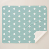 White Polka Dots Eggshell Blue Geometric Patronen Sherpa Deken (Voorkant (horizontaal))