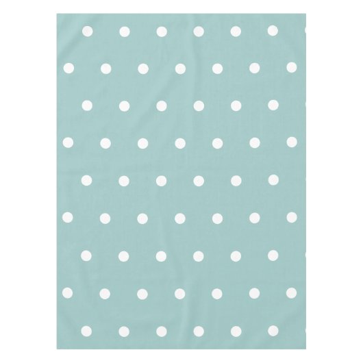 White Polka Dots Eggshell Blue Geometric Patronen Tafelkleed (Voorkant)