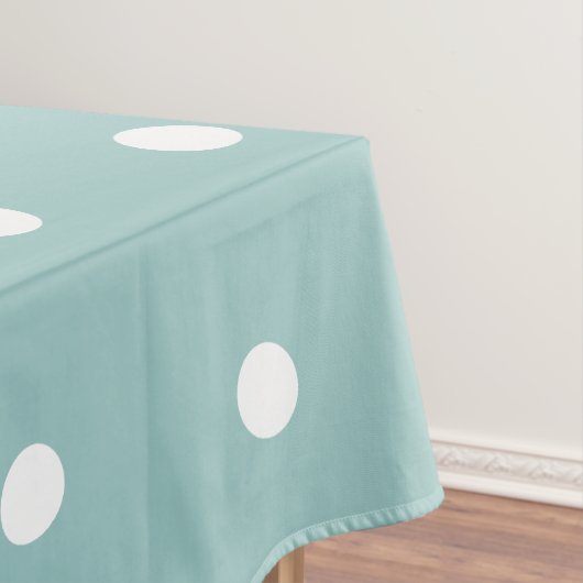 White Polka Dots Eggshell Blue Geometric Patronen Tafelkleed (Voorbeeld)