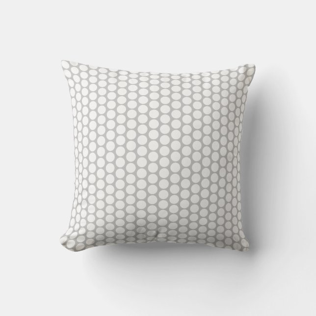White Polka Dots Gray Custom Cute Modern Buitenkussen (Voorkant)