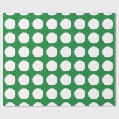 White Polka Dots Green Cadeaupapier (Vlak)