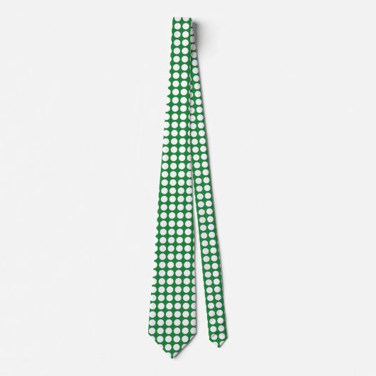 White Polka Dots Green Stropdas (Voorkant)