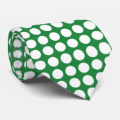 White Polka Dots Green Stropdas (Opgerold)