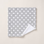 White Polka Dots on Ash Gray Bad Handdoek (Wasdoekje)