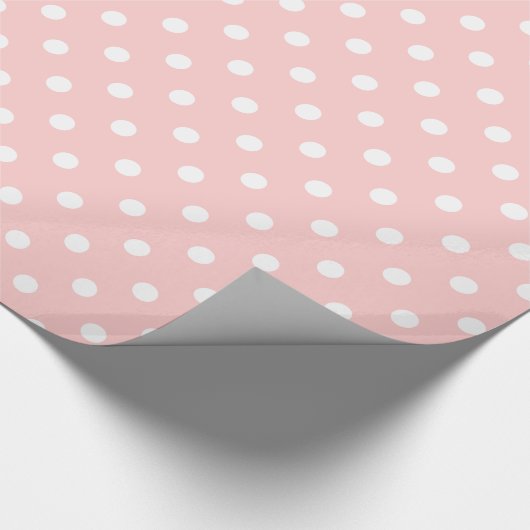 White Polka Dots on Baby roze Cadeaupapier (Hoek)