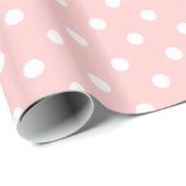 White Polka Dots on Baby roze Cadeaupapier (Rol Hoek)