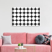White Polka Dots on Black Canvas Afdruk (Insitu (Woonkamer))