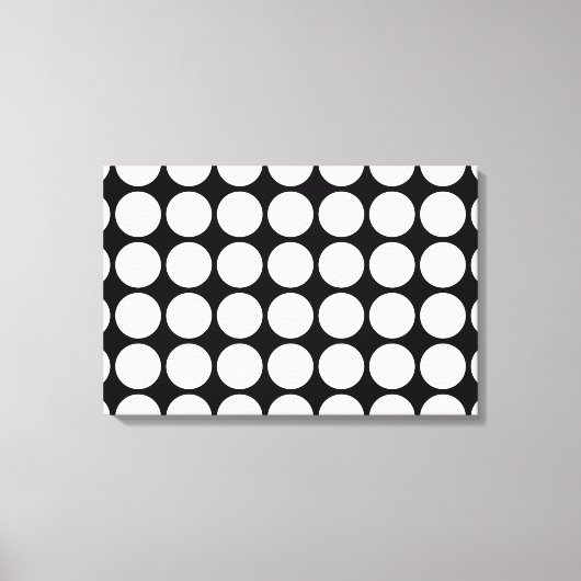 White Polka Dots on Black Canvas Afdruk (Voorkant)