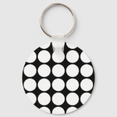White Polka Dots on Black Sleutelhanger (Voorkant)