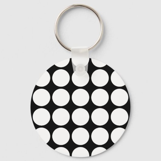White Polka Dots on Black Sleutelhanger (Voorkant)