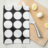 White Polka Dots on Black Theedoek (Quarter Fold)
