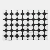 White Polka Dots on Black Theedoek (Horizontaal)