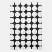 White Polka Dots on Black Theedoek (Verticaal)