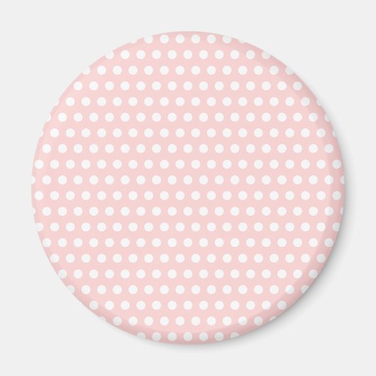 White Polka Dots on Bleek Pink Magneet (Voorkant)