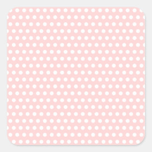 White Polka Dots on Bleek Pink Vierkante Sticker