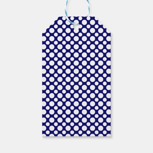 White Polka Dots on Blue Custom Hartelijk dank Lab Cadeaulabel (Achterkant)