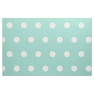 White Polka Dots on Cool Aqua Stof