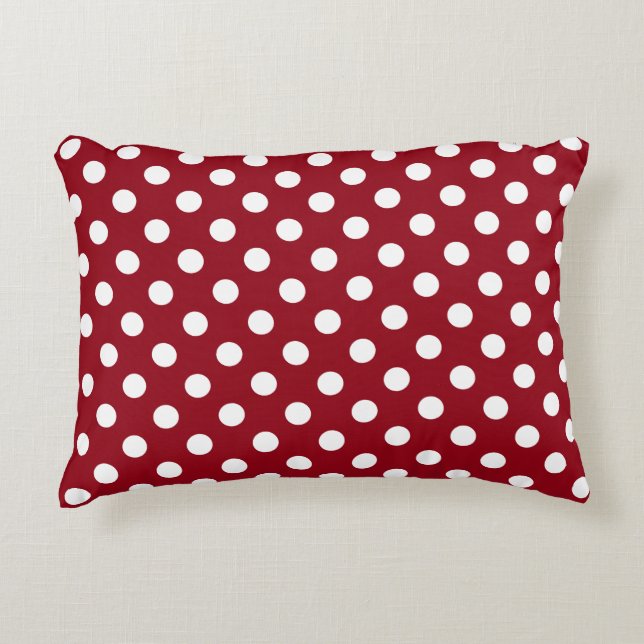 White Polka Dots on Crimson Red Accent Kussen (Voorkant)