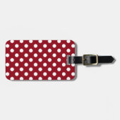 White Polka Dots on Crimson Red Bagagelabel (Voorkant horizontaal)