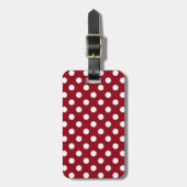 White Polka Dots on Crimson Red Bagagelabel (Voorkant verticaal)
