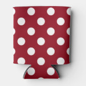 White Polka Dots on Crimson Red Blikjeskoeler (Voorkant)