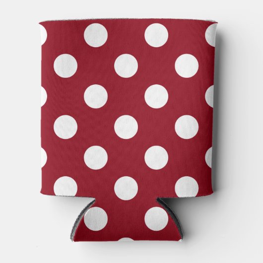 White Polka Dots on Crimson Red Blikjeskoeler (Voorkant)