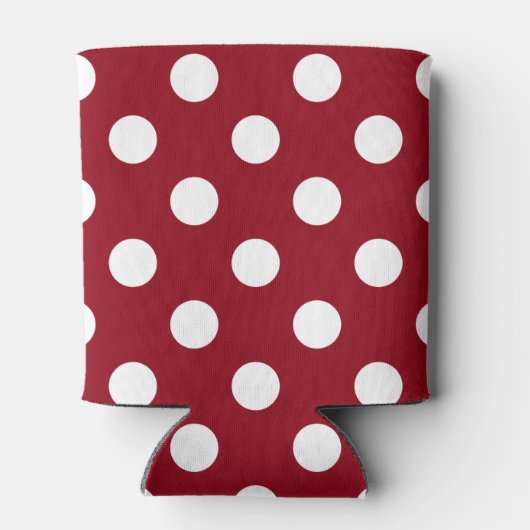 White Polka Dots on Crimson Red Blikjeskoeler (Achterkant)