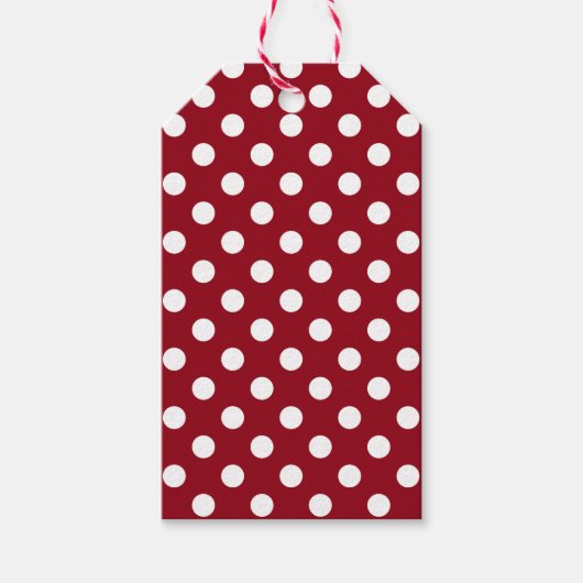 White Polka Dots on Crimson Red Cadeaulabel (Voorkant)