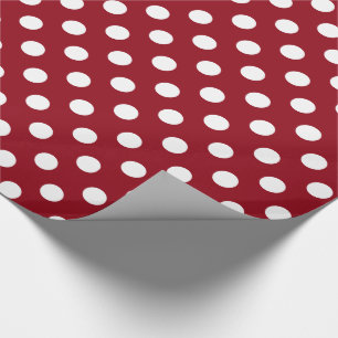 White Polka Dots on Crimson Red Cadeaupapier