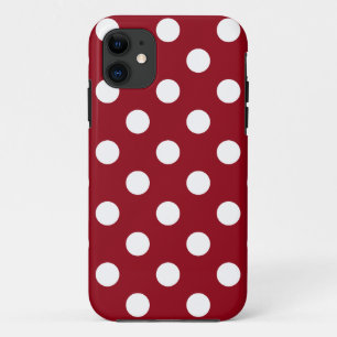 White Polka Dots on Crimson Red Case-Mate iPhone Case