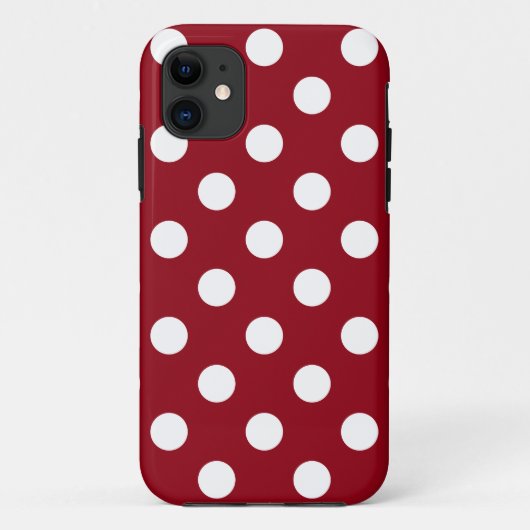 White Polka Dots on Crimson Red Case-Mate iPhone Case (Achterkant)