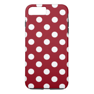 White Polka Dots on Crimson Red iPhone 8/7 Plus Hoesje