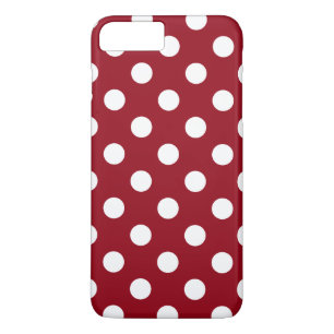 White Polka Dots on Crimson Red iPhone 8/7 Plus Hoesje
