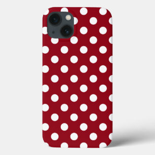 White Polka Dots on Crimson Red Case-Mate iPhone Case