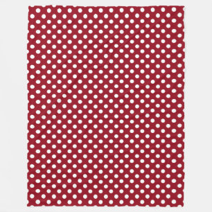 White Polka Dots on Crimson Red Fleece Deken