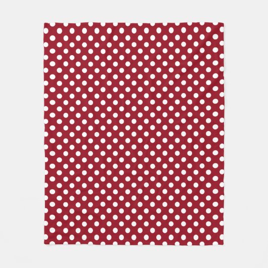 White Polka Dots on Crimson Red Fleece Deken (Voorkant)